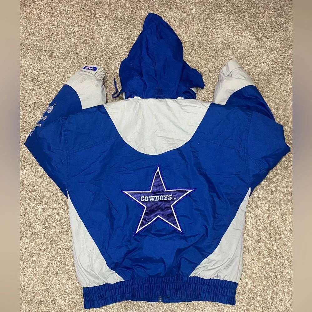 Vintage 90’s Dallas Cowboys Logo Triple Fat Goose NFL Puffer Jacket Men Sz LARGE